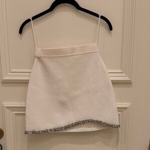 Jonathan Simkhai White Mini Skirt with Embellished Hem